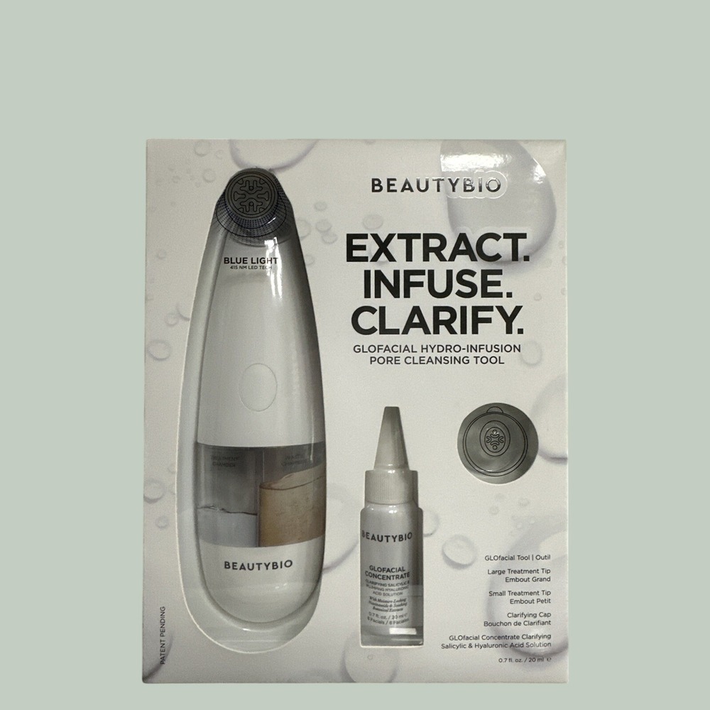 BeautyBio GLOfacial Hydro-Infusion Pore Cleansing Tool Blue Light Therapy Set